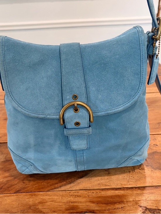 Coach Y2K Baby Blue Suede Leather Soho Crossbody or Shoulder Bag Purse